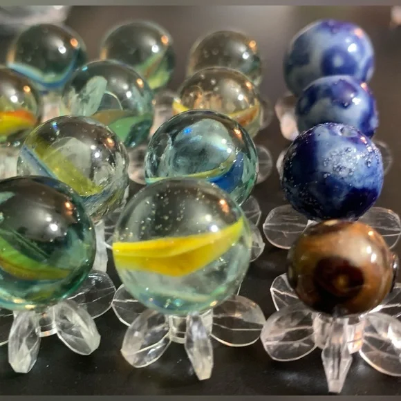 Vintage Bennington & Cat's Eye Colorful Clay & Glass Marbles Multi-Color Marbles - Picture 5 of 16